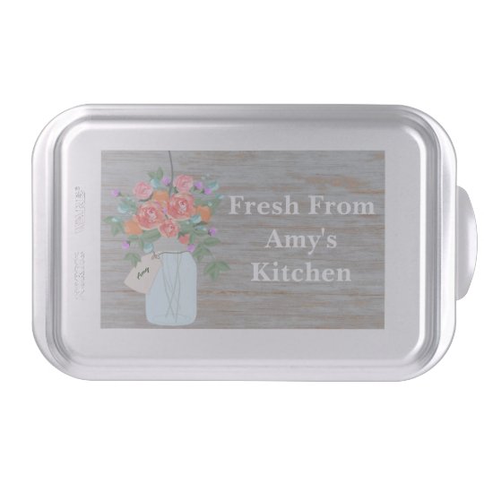 Mason Jar Flowers Personalized Cake Pan