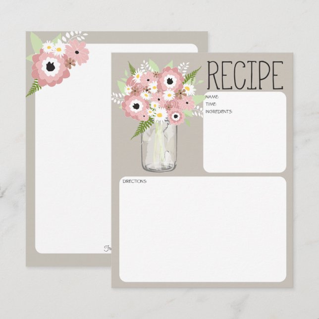 Mason Jar Flowers Recipe Card (Front/Back)