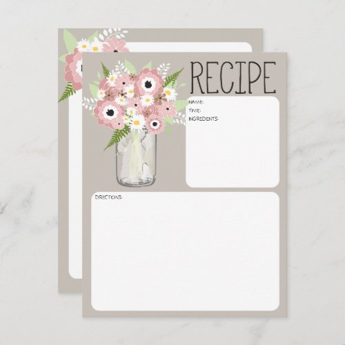 Mason Jar Flowers Recipe Card
