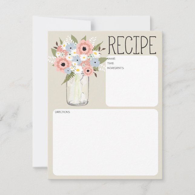 Mason Jar Flowers Recipe Card (Front)