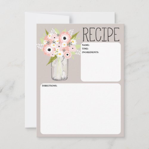 Mason Jar Flowers Recipe Card