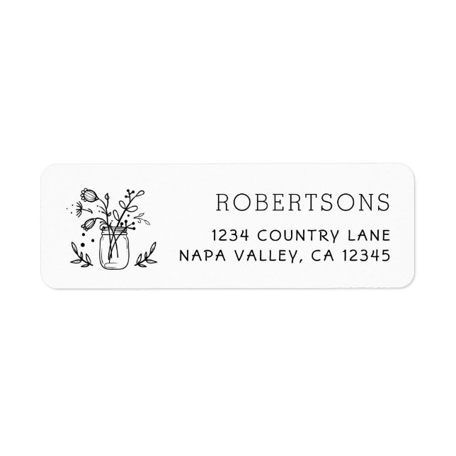 Mason Jar Flowers Return Address Label (Front)