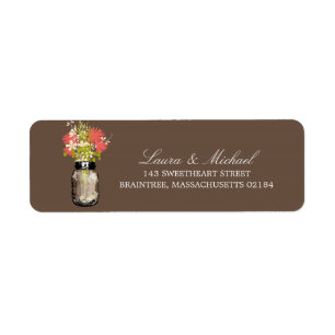 Mason Jar Flowers Return Address Label