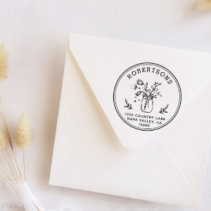 Mason Jar Flowers Return Address Self-inking Stamp