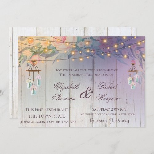 Mason JarFlowersWood Wedding Floral Invitation