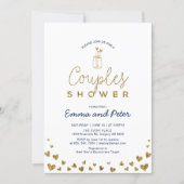 Mason Jar, Gold & Navy Couples Wedding Shower Invitation (Front)