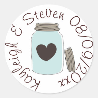 Mason Jar Heart Classic Round Sticker