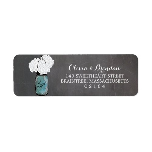 Mason Jar Hydrangeas Chalkboard Return Address Label