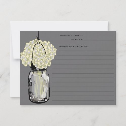 Mason Jar &amp; Hydrangeas Recipe Card