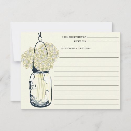 Mason Jar &amp; Hydrangeas Recipe Card