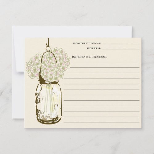 Mason Jar &amp; Hydrangeas Recipe Card
