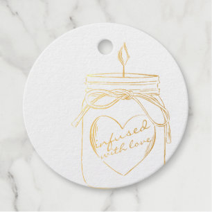 Mason jar infused with love thank you foil favor tags