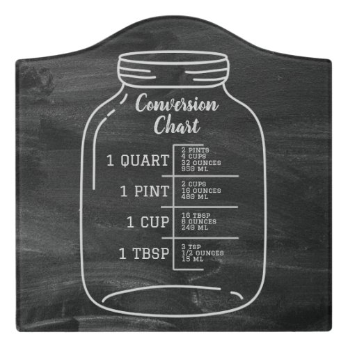 Mason Jar Kitchen Conversion Chart _ Chalkboard Door Sign