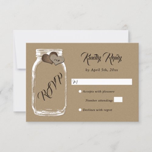 Mason Jar Kraft Paper Wedding RSVP