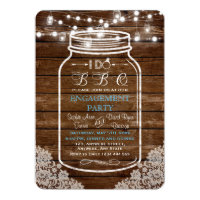 Mason Jar Lace String Lights I DO BBQ Engagement Card