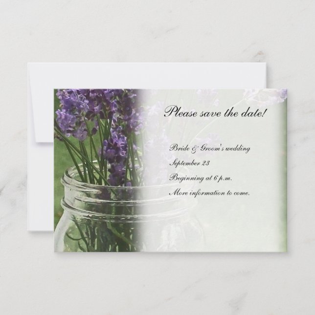 Mason Jar Lavender Country save the date (Front)
