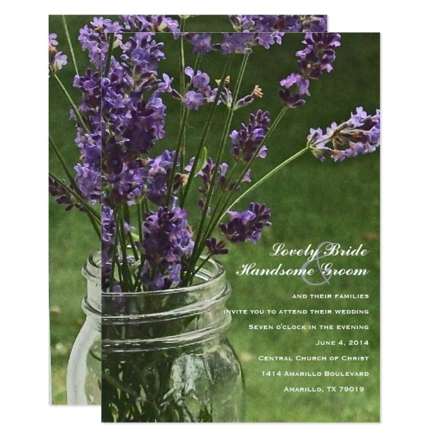 Mason Jar Lavender Country Wedding Invitation