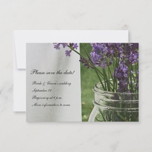 Mason Jar Lavender White Porch save the date