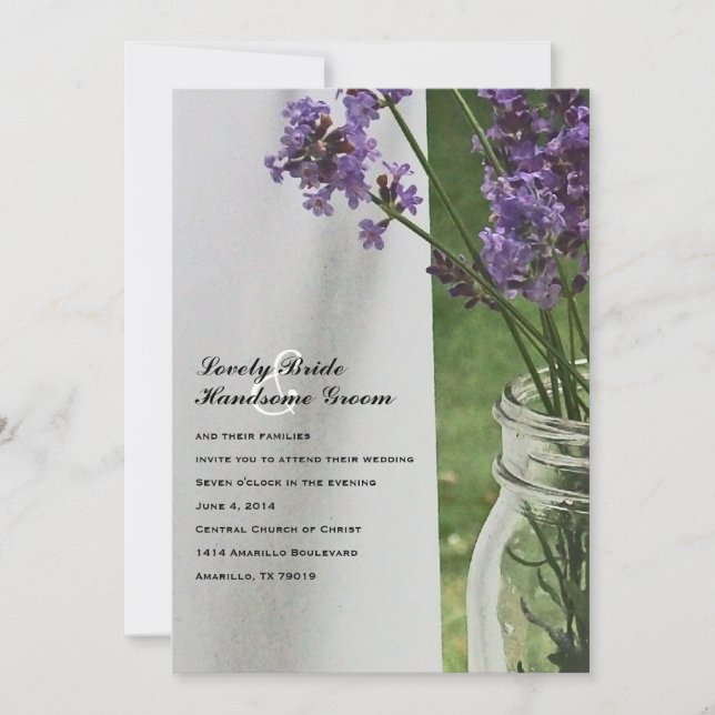Mason Jar Lavender White Porch Wedding Invitation (Front)