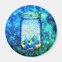 Mason jar lightning bug glowing firefly magnet