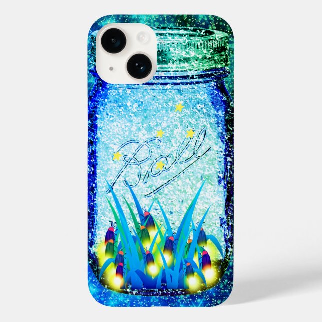 Mason jar lightning bug glowing firefly  magnet Case-Mate iPhone case (Back)