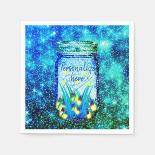 Mason jar lightning bug glowing firefly magnet napkins