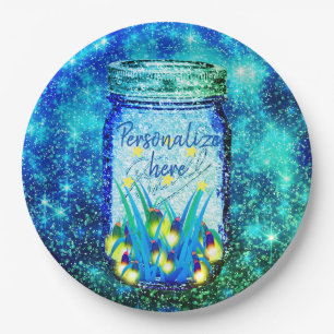 Mason jar lightning bug glowing firefly  magnet paper plates