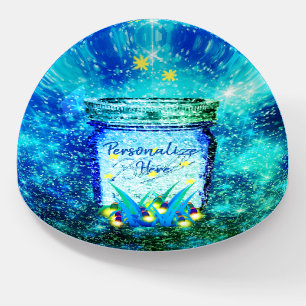 Mason jar lightning bug glowing firefly paperweight