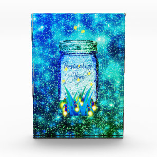 Mason jar lightning bug glowing firefly   photo block