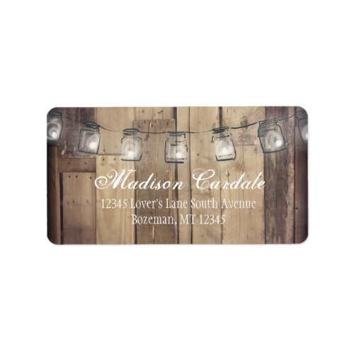 Mason Jar Lights Barn Wood Wedding Address Labels