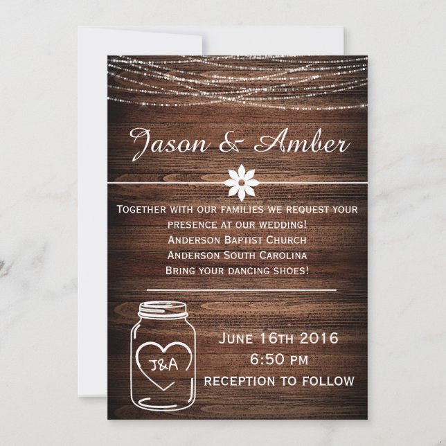 Mason Jar lights Invitation (Front)