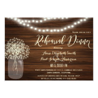 Mason Jar & lights Rehearsal Dinner Invitation