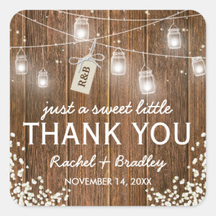 Mason Jar Lights Rustic Babys Breath Wedding Square Sticker