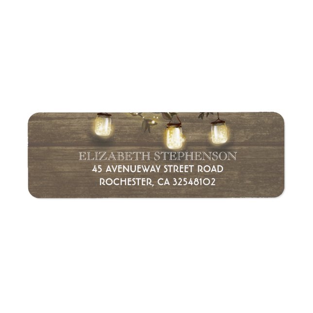 Mason Jar Lights Rustic Barn Wedding Label (Front)