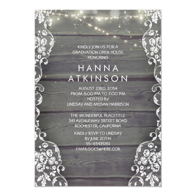 Mason Jar Lights Rustic Photo Graduation Party Card