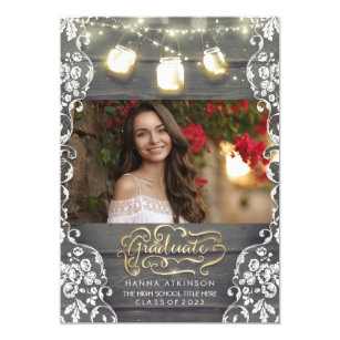 Graduation Invitations Zazzle Mason Jar Lights Rustic Photo Graduation Party Invitation