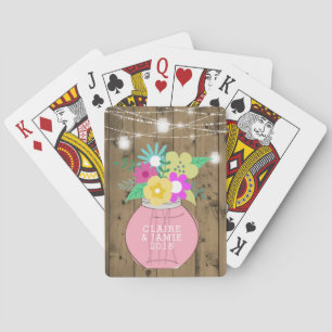 Mason Jar Lights Rustic Wedding Favor Poker Cards