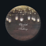 Mason Jar Lights Rustic Wedding Paper Plates<br><div class="desc">Gold glitter and mason jar string lights rustic wedding paper plates</div>