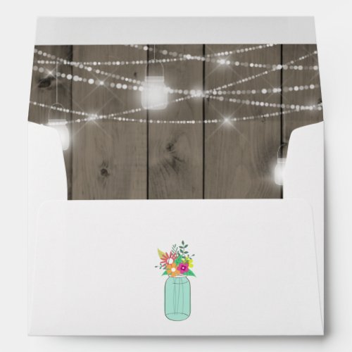 Mason Jar Lights Rustic Wood Wedding 5x7 Envelope