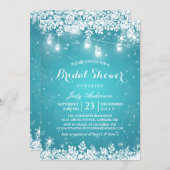 Mason Jar Lights Turquoise Winter Bridal Shower Invitation (Front/Back)