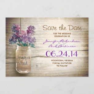 mason jar & lilacs save the date