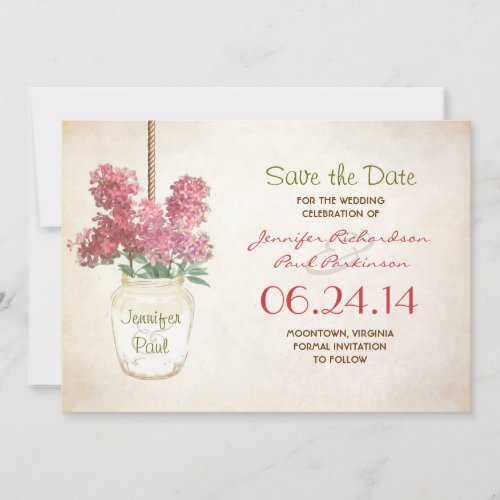 mason jar &amp; lilacs save the date