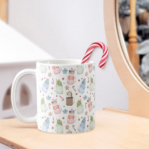 Christmas Coffee Cup with Candy Cane I Art Print by Aldona