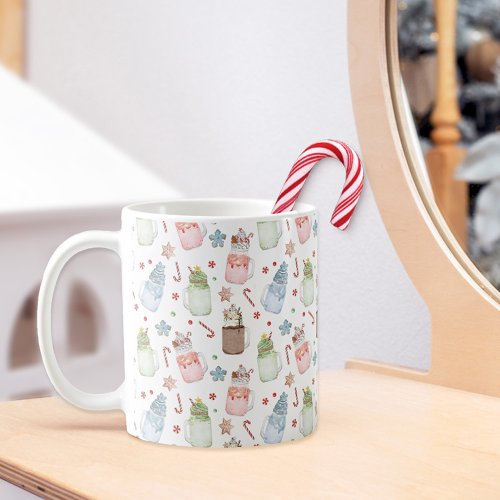 Mason Jar Milkshakes Pattern Candy Canes Christmas Coffee Mug
