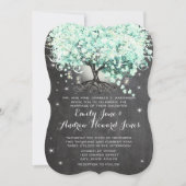 Mason Jar Mint Chalkboard Heart Leaf Tree Invitation (Front)