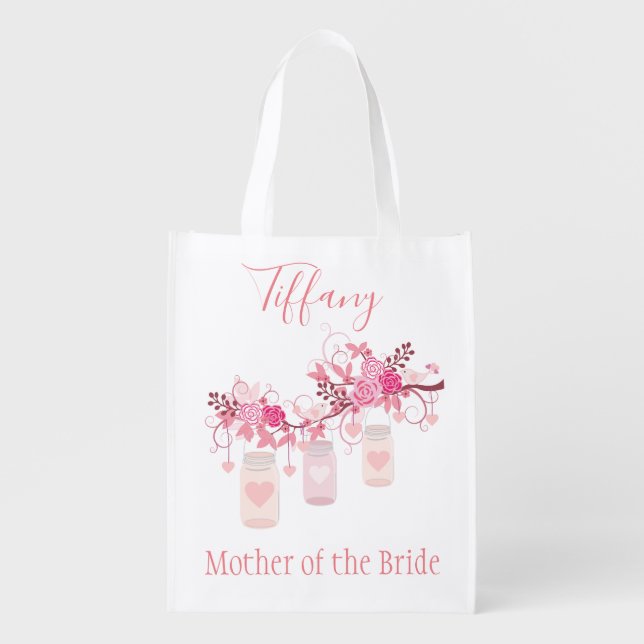 Mason Jar Mother of the Bride Floral Grocery Bag (Front)