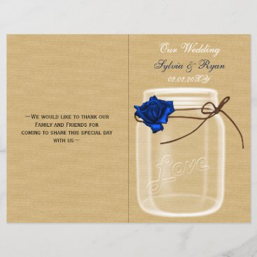 mason jar navy blue rose book fold Wedding program