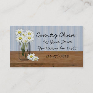 Mason Jar Of Daisies Business Card