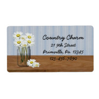 Mason Jar Of Daisies Label