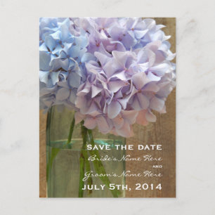 Mason Jar Of Hydrangeas Save The Date Postcard